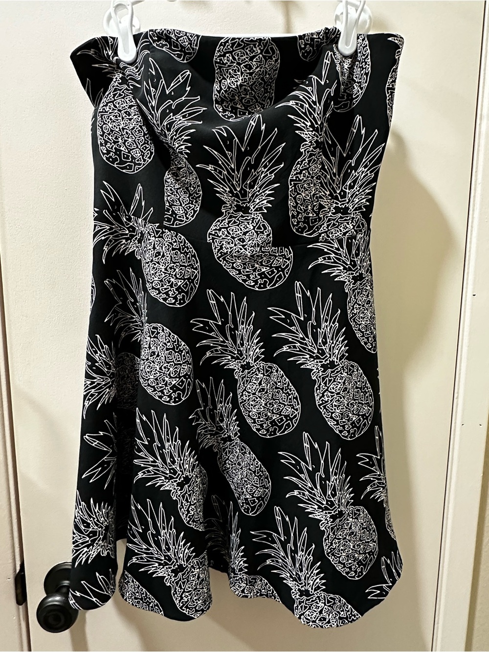 mahina Black and White Pineapple Print Strapless Dress